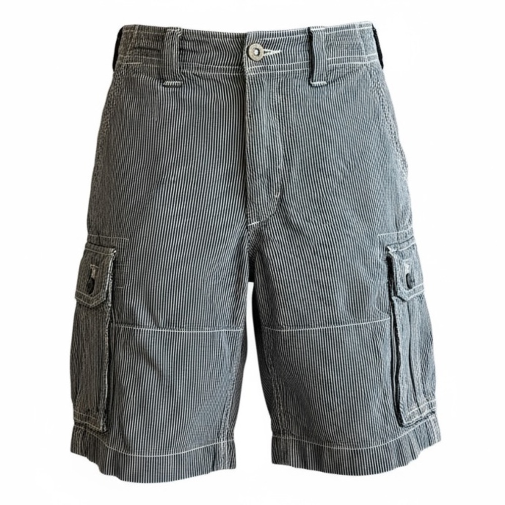 Hollister Cargo Shorts Men’s Size 31 Blue Pinstripe 100% Cotton